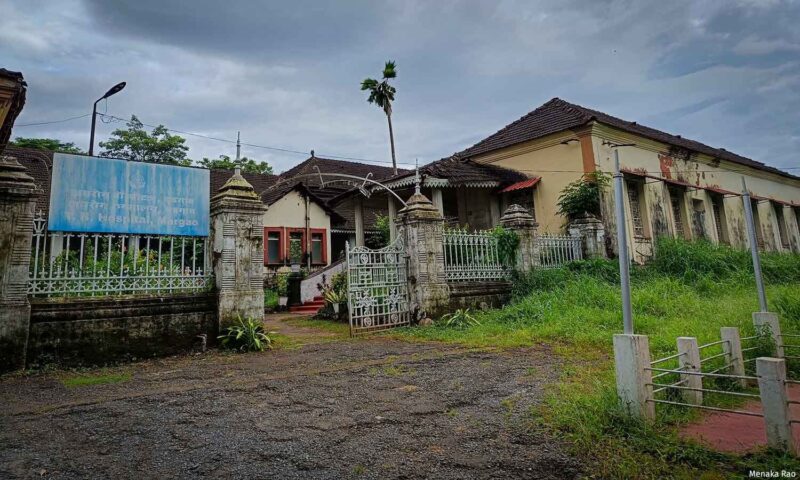 The image shows the exterior of the Government TB Hospital in Margao, showcasing its distinct Portuguese-era architecture and historical design.